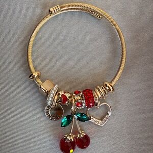 Gold Charm Bracelet cherry